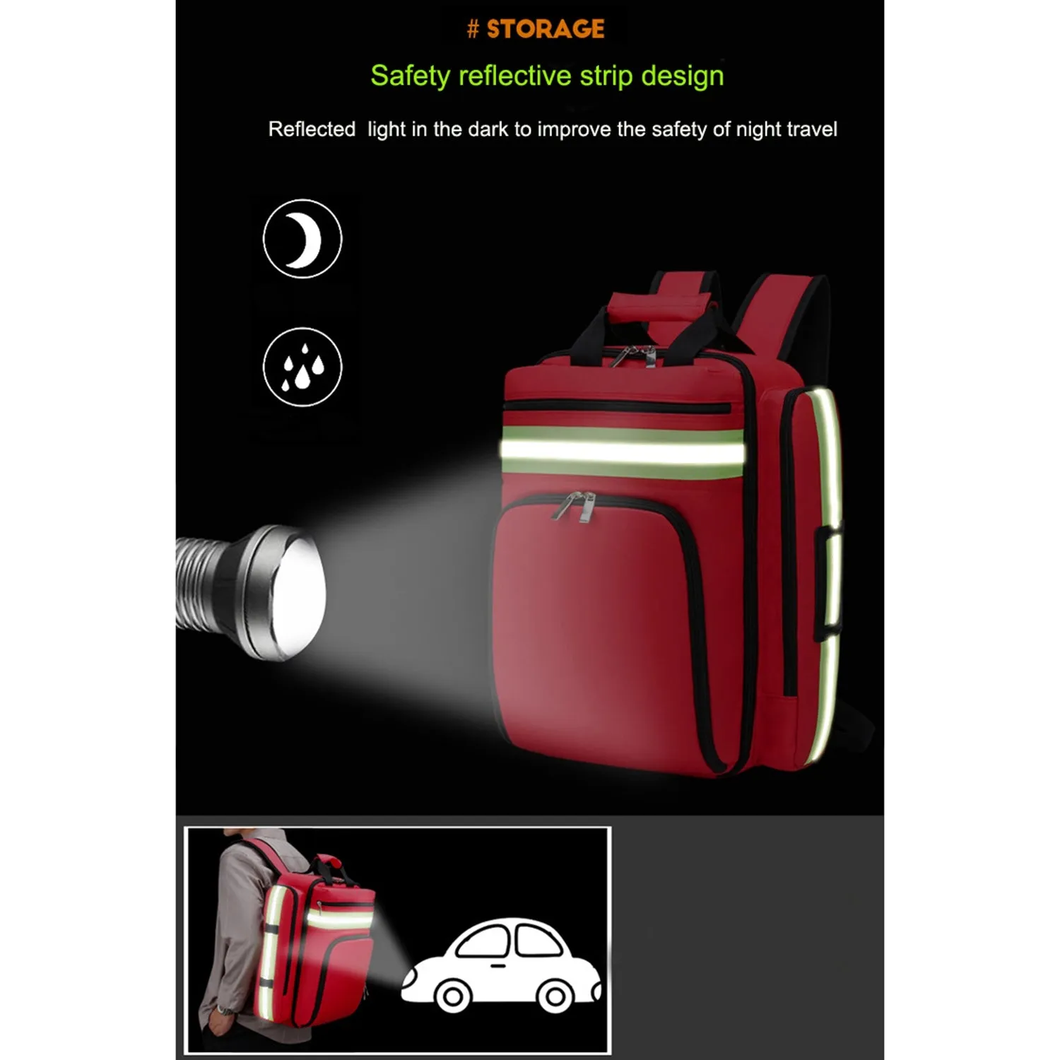 0908 First Aid Emergency Rescue Backpack Civil Air Defense Earthquake Relief Storage Bag Large Capacity Survival Kit Carrying Bag