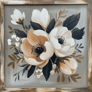 10" x 10" Framed Watercolor Florals Sign TTE-091