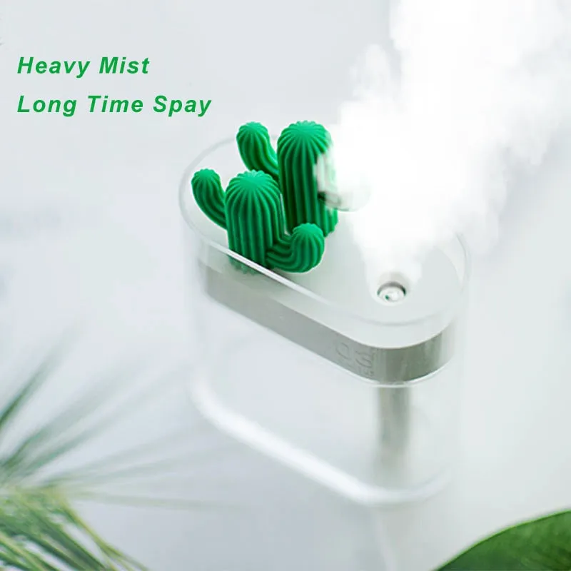 160ML Ultrasonic Air Humidifier Clear Cactus Color Light USB Essential Oil Diffuser