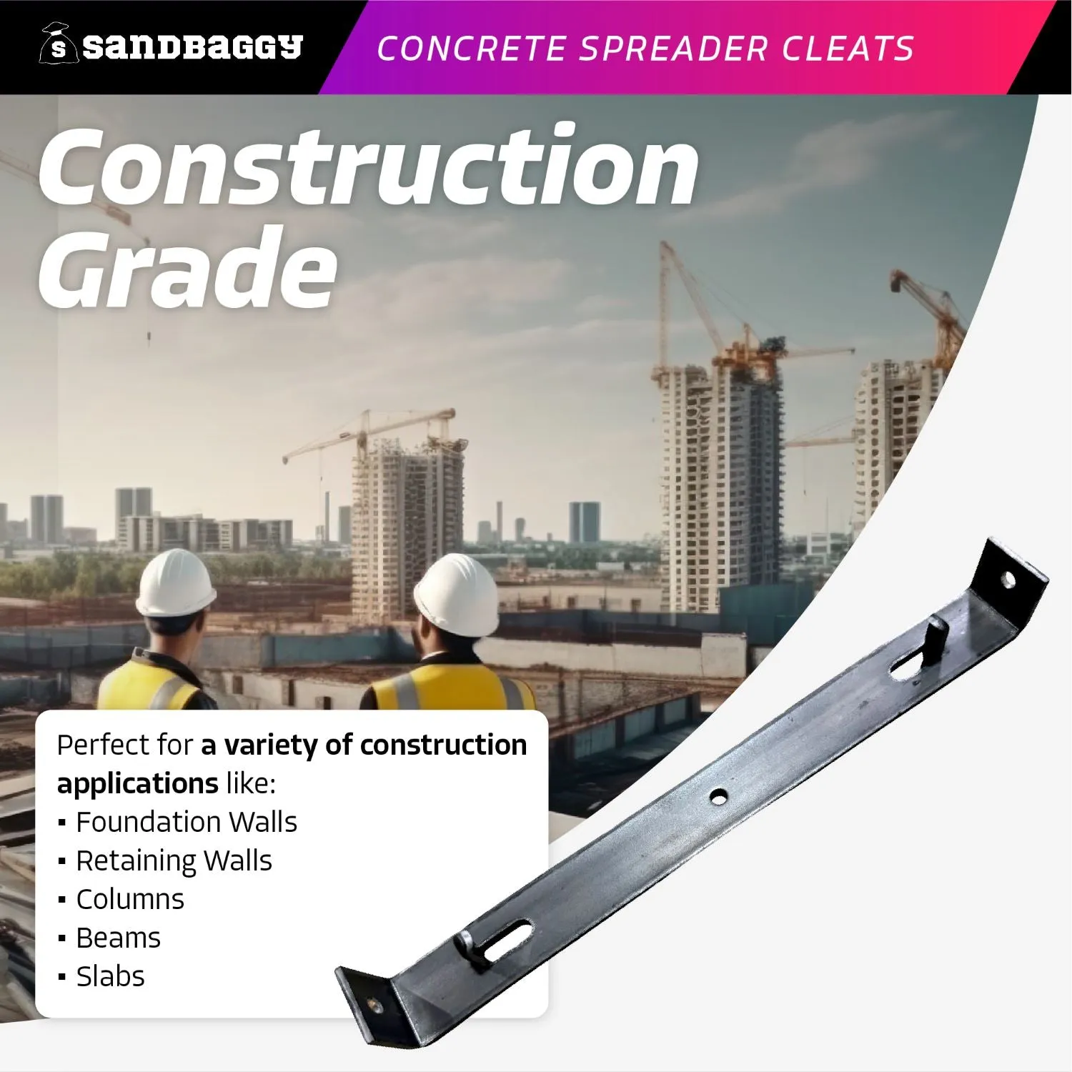 8" Concrete Spreader Cleats - Sizes for ¾"  or 1⅛" Plywood - Form Clips