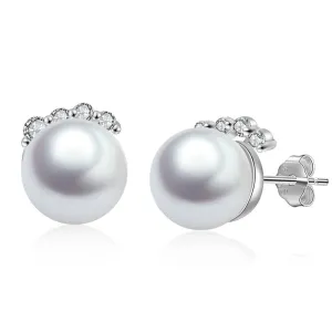 925 Sterling Silver Pearl Stud Earrings Trendy