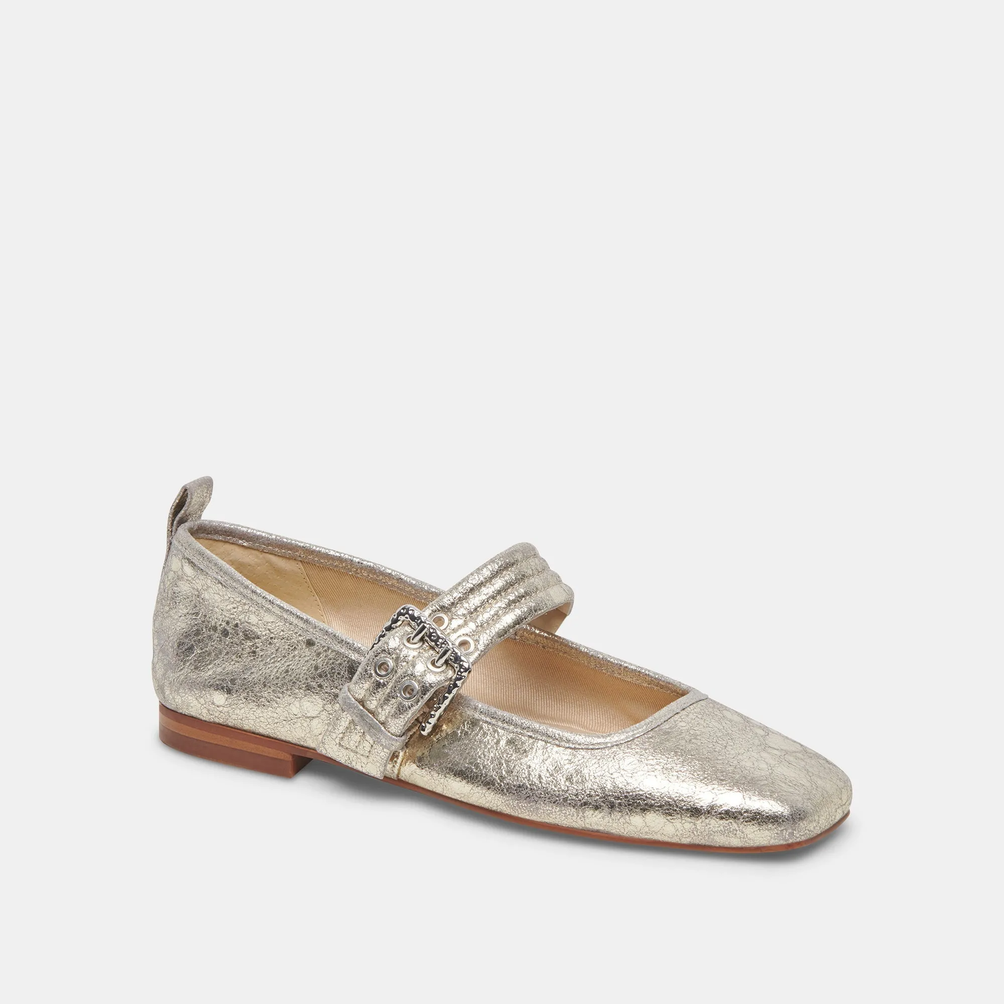 ARORA BALLET FLATS PLATINUM DISTRESSED LEATHER - re:vita