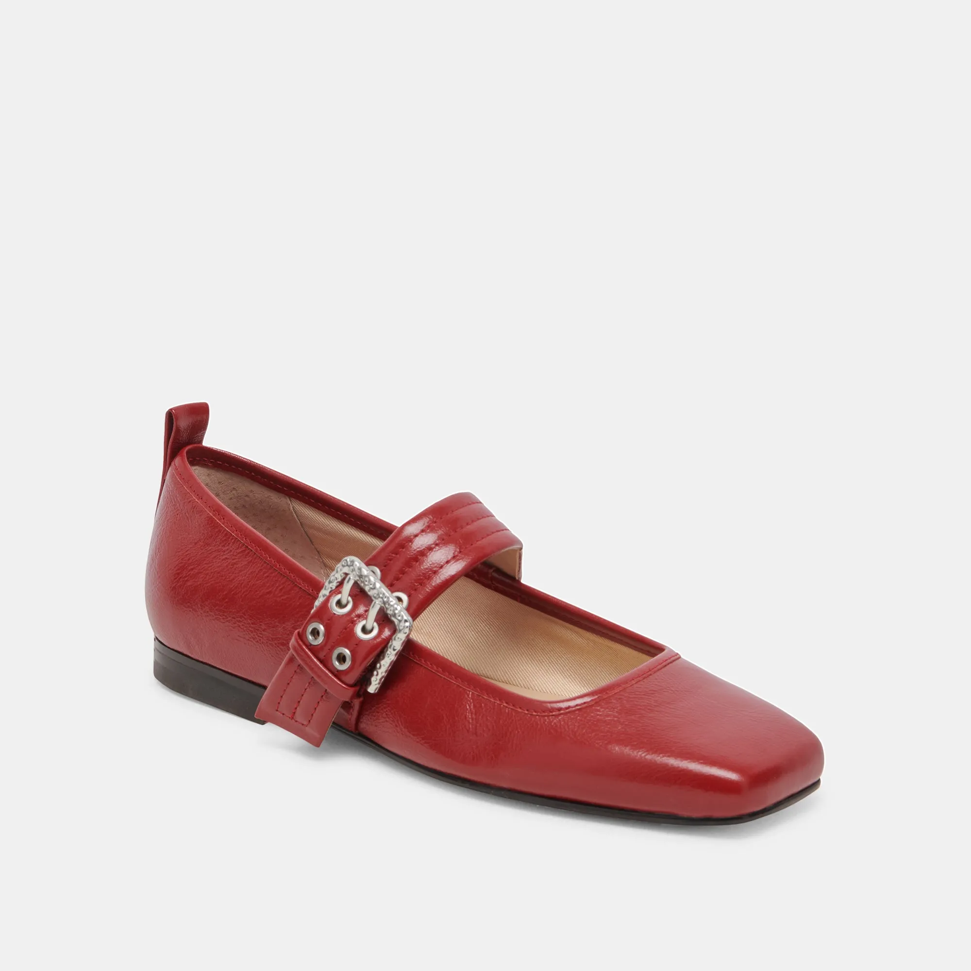 ARORA BALLET FLATS RED CRINKLE PATENT