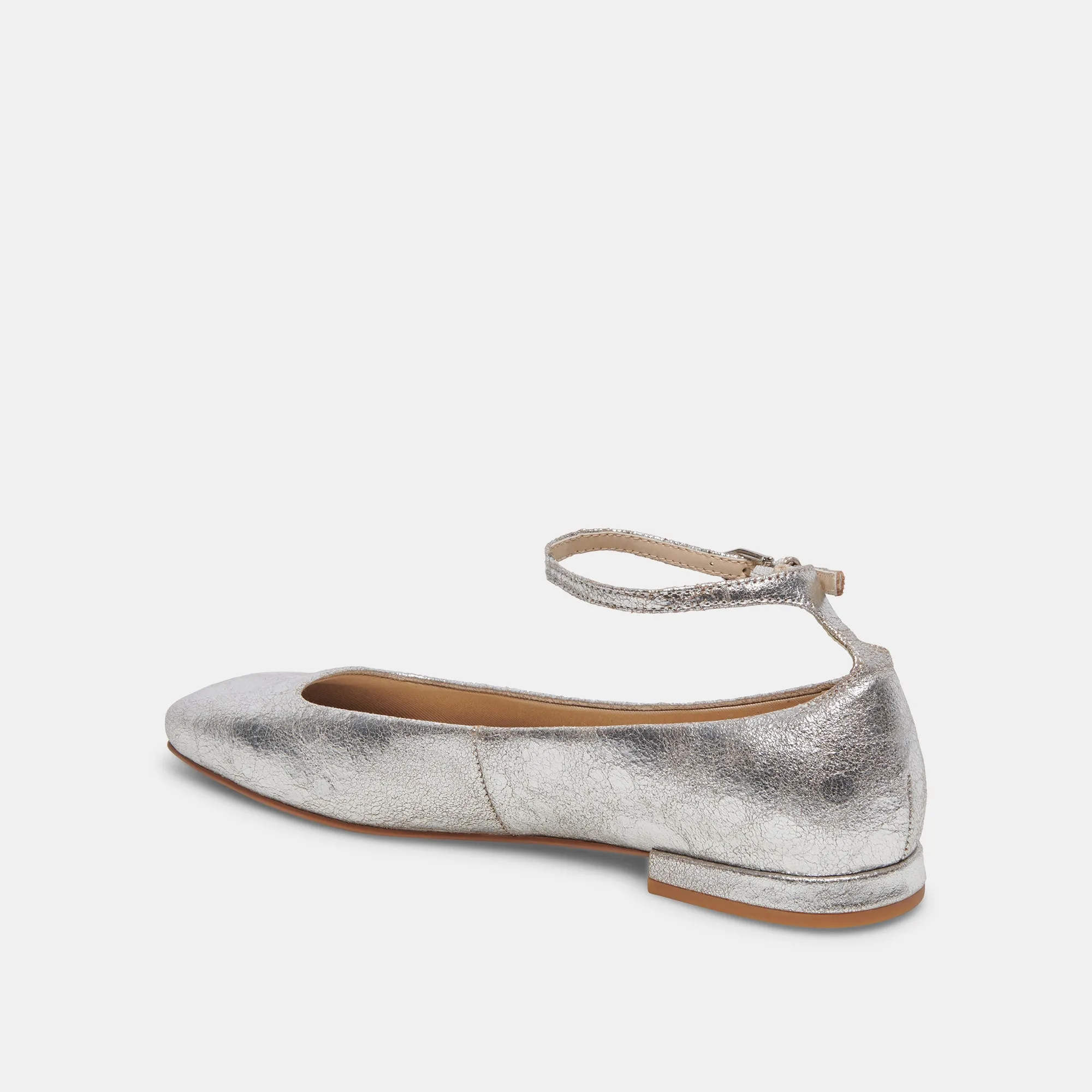 ASHYA BALLET FLATS SILVER DISTRESSED LEATHER