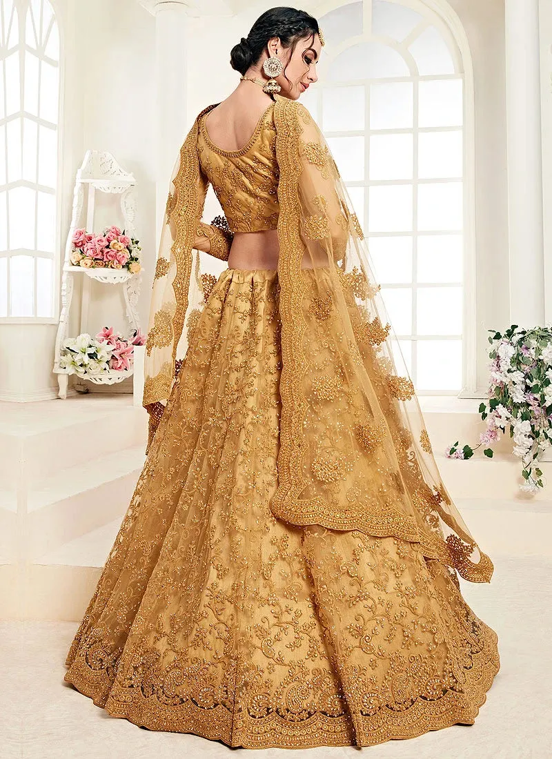 Attractive Mustard A Line Trendy Wedding Lehenga Choli