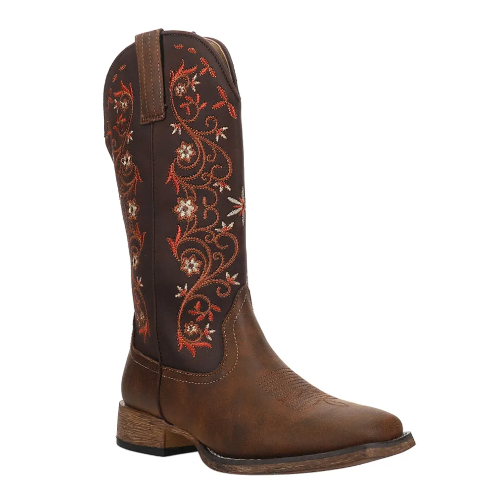 Bailey Vines Square Toe Embroidered Cowboy Boots