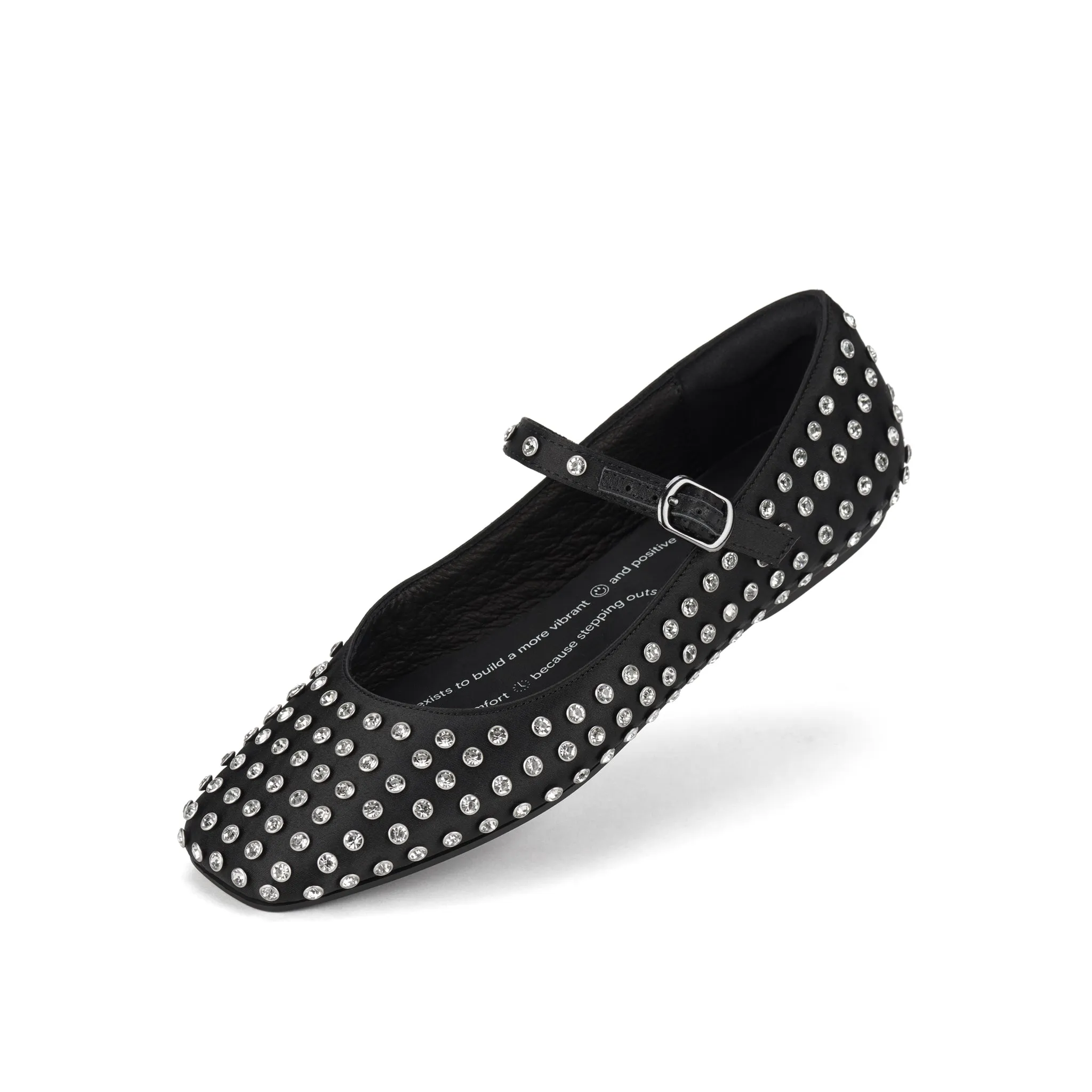 Ballet MJ Square Toe Blk Rhinestone