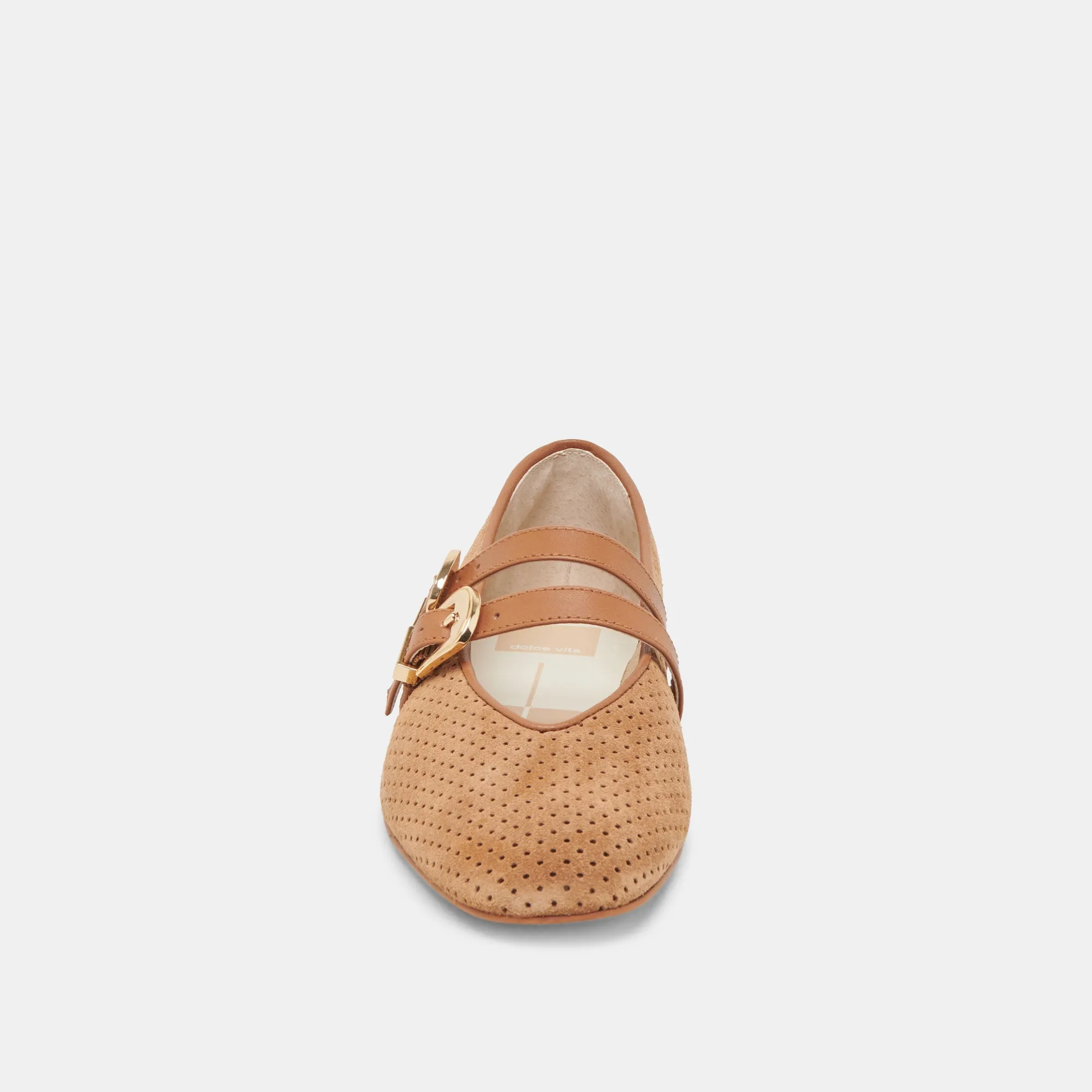 BAYLEE BALLET FLATS PECAN PERFORATED SUEDE