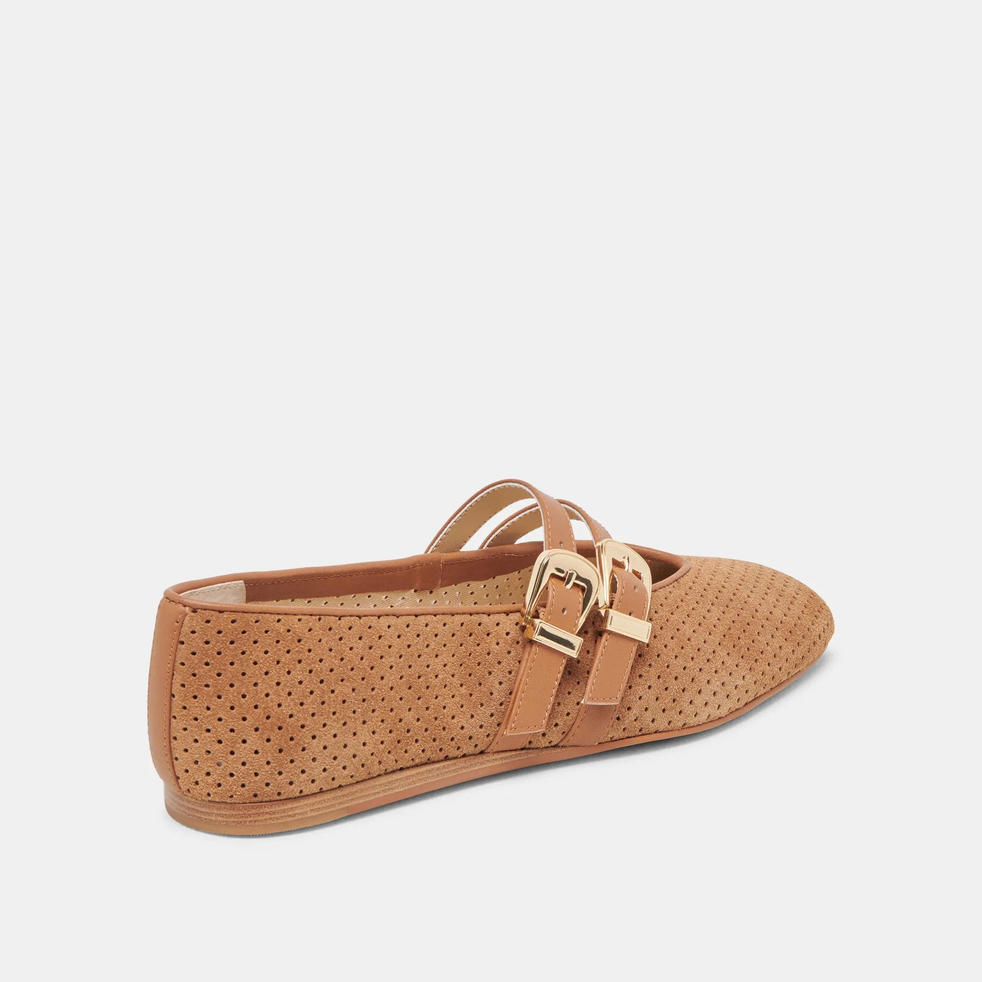 BAYLEE BALLET FLATS PECAN PERFORATED SUEDE