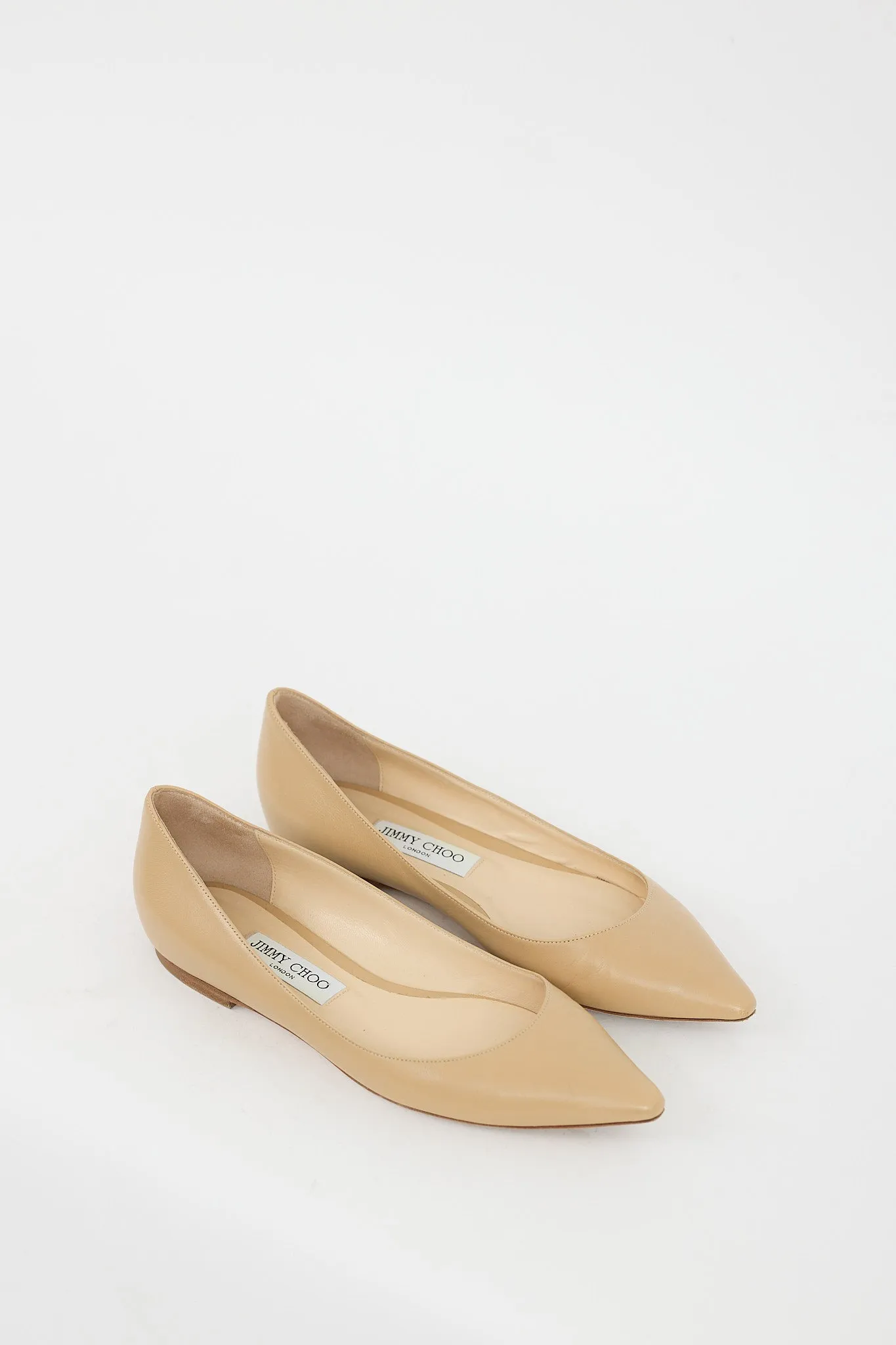 Beige Leather Romy Ballet Flat