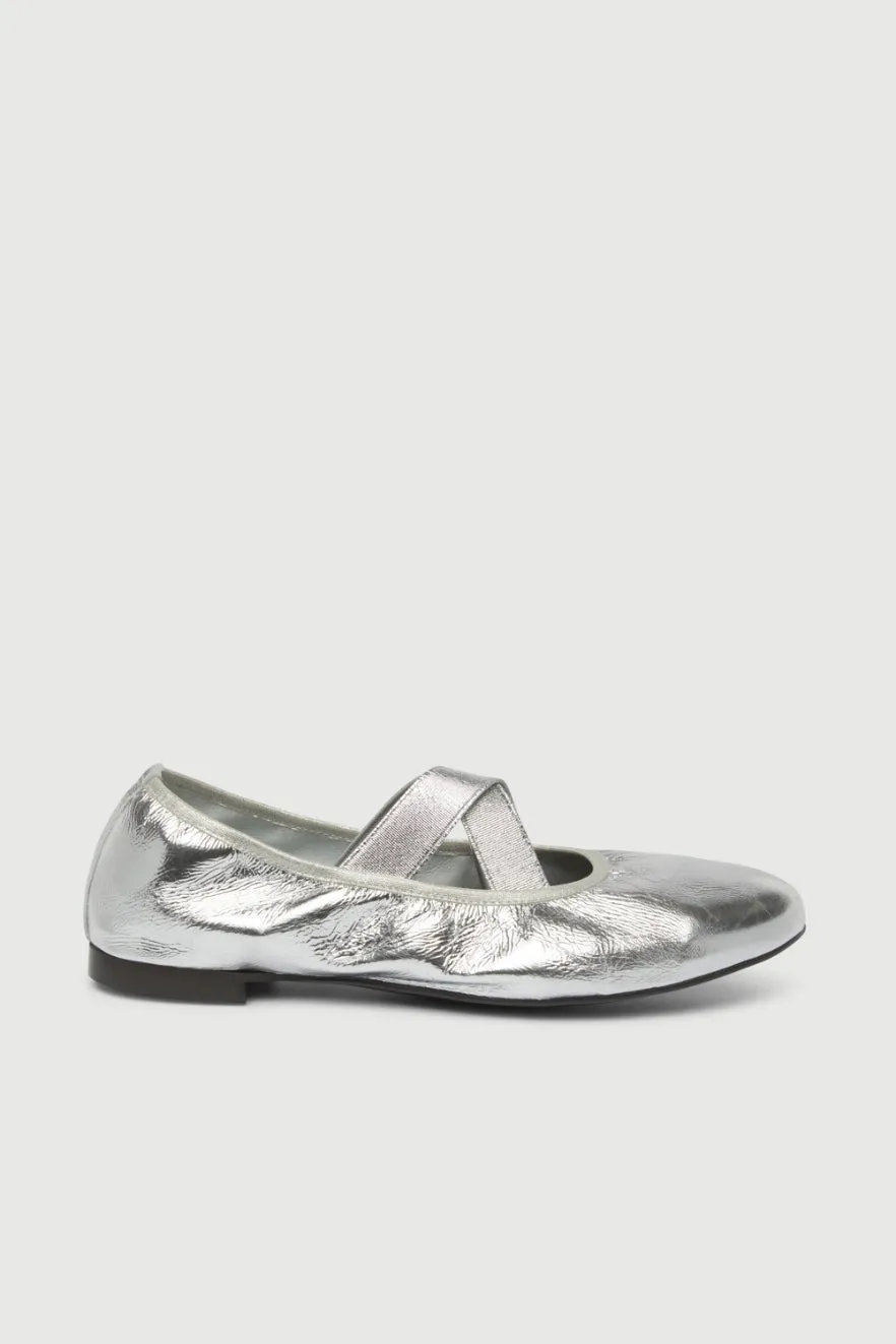 Bettina Ballet Flats in Silver Leather