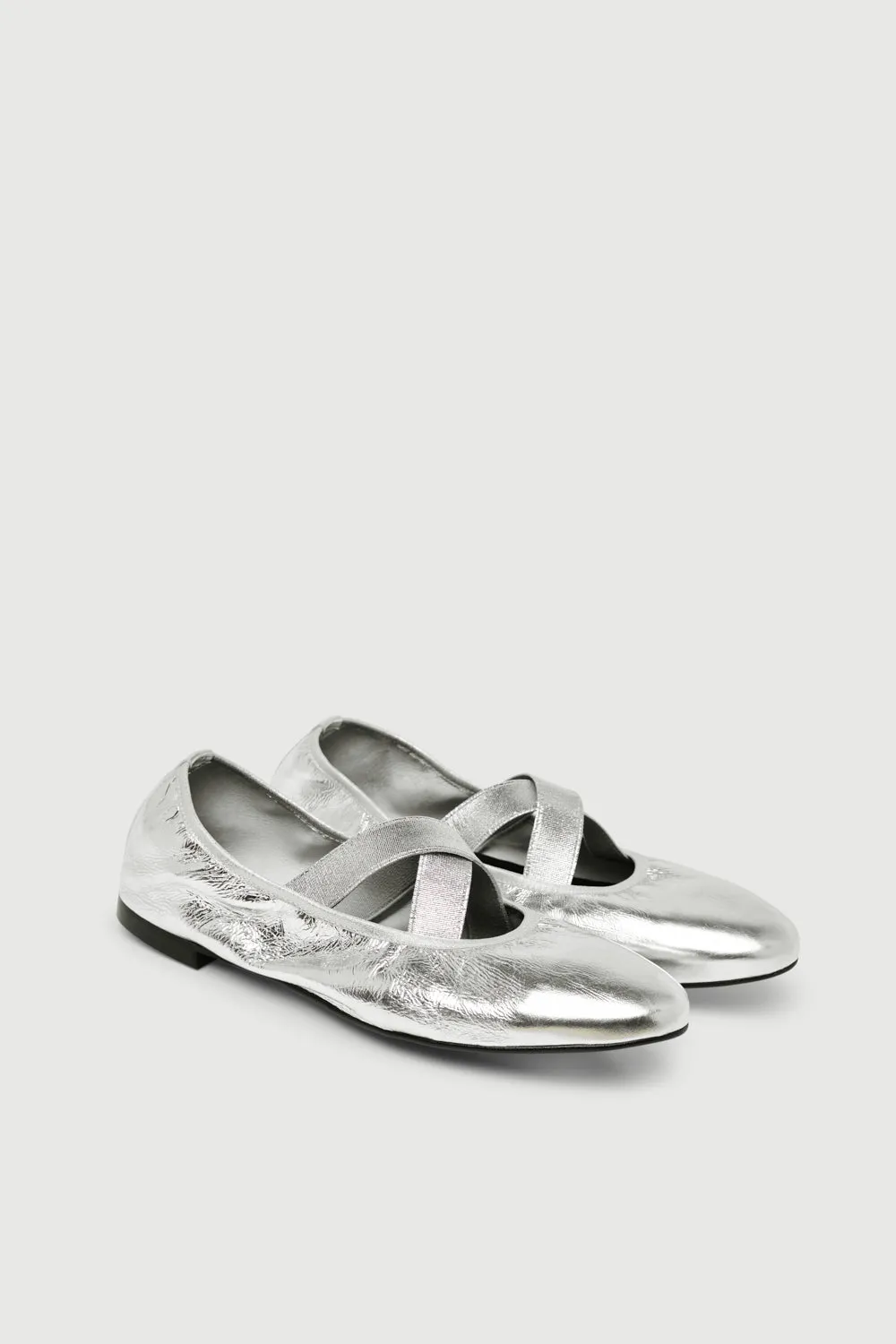 Bettina Ballet Flats in Silver Leather