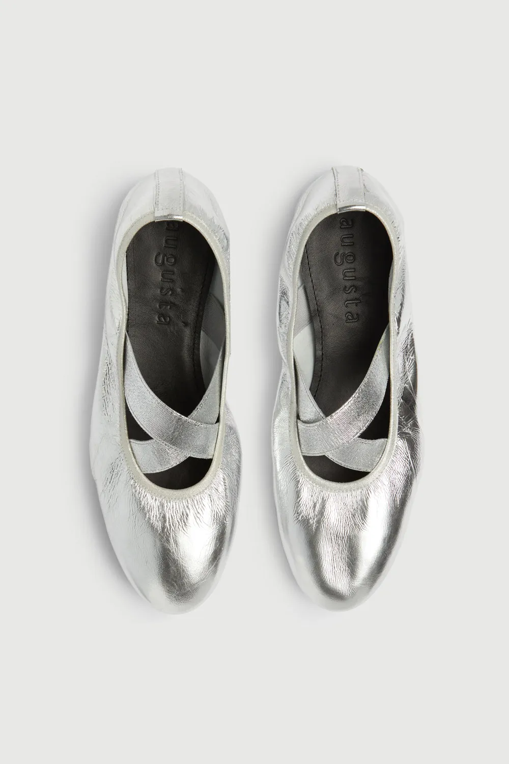 Bettina Ballet Flats in Silver Leather