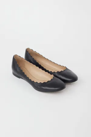 Black Leather Lauren Ballet Flat