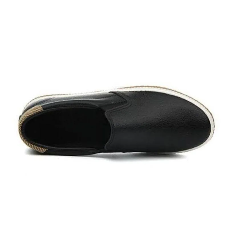 Black Loafers Women's Casual Shoes GCSY54 Soft Leather Flats