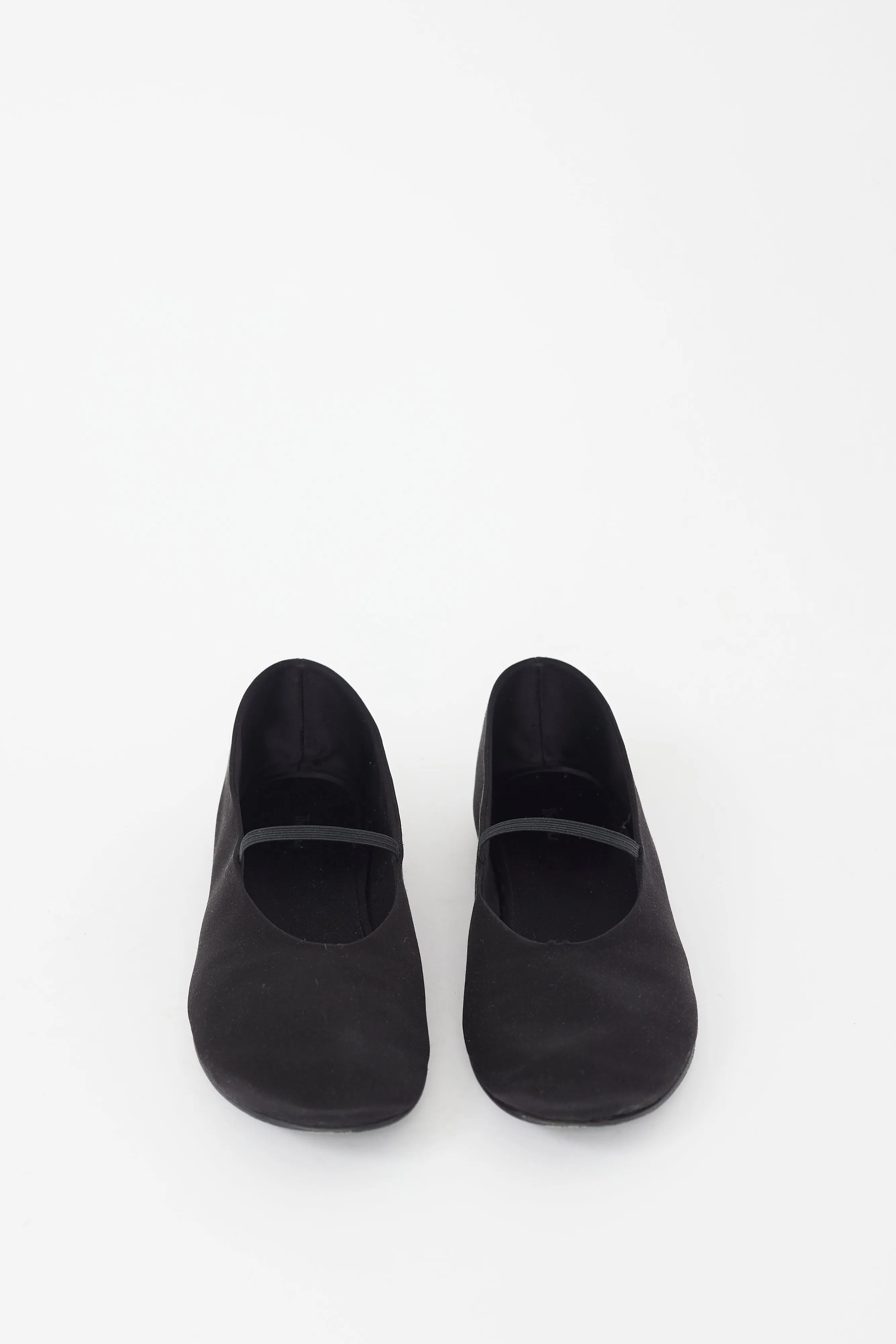 Black Satin Elastic Ballet Flat