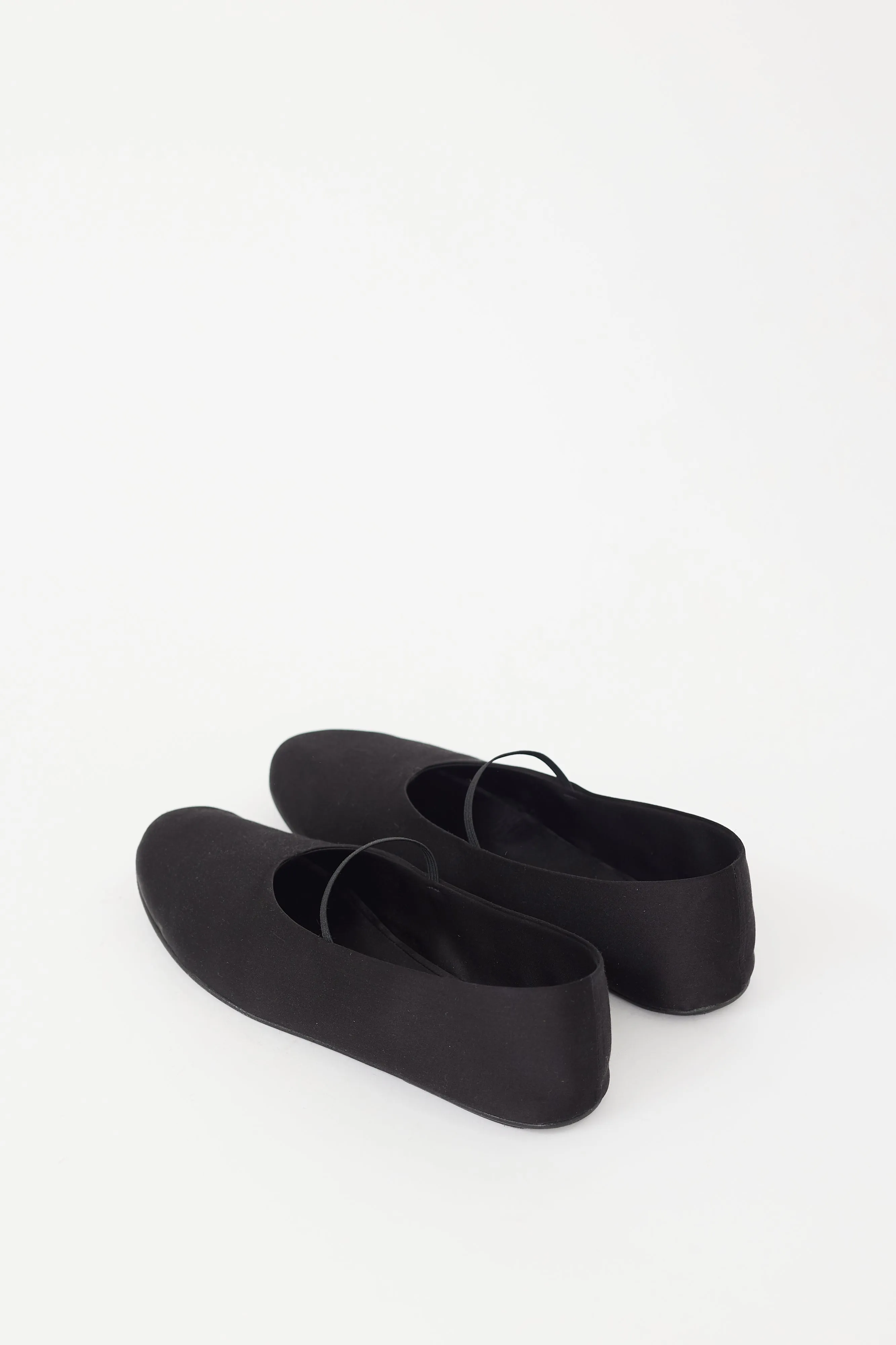 Black Satin Elastic Ballet Flat