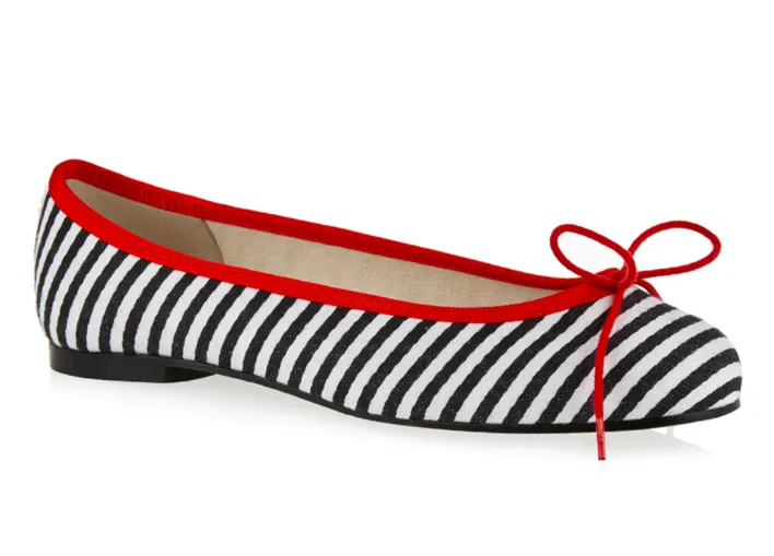 Black Stripe Textile Red Trim Henrietta Flats