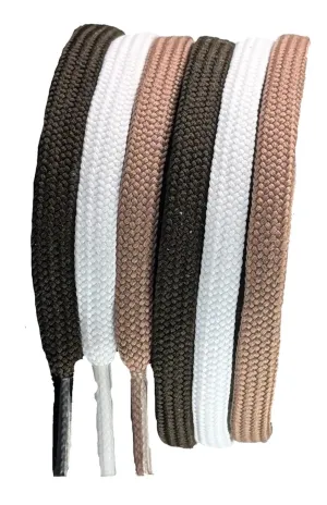 Brown & White 120 cm flat shoelaces & Boot laces