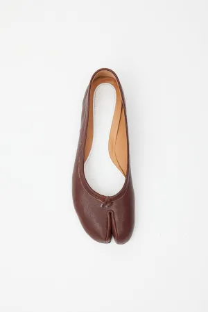 Brown Leather Tabi Ballet Flat