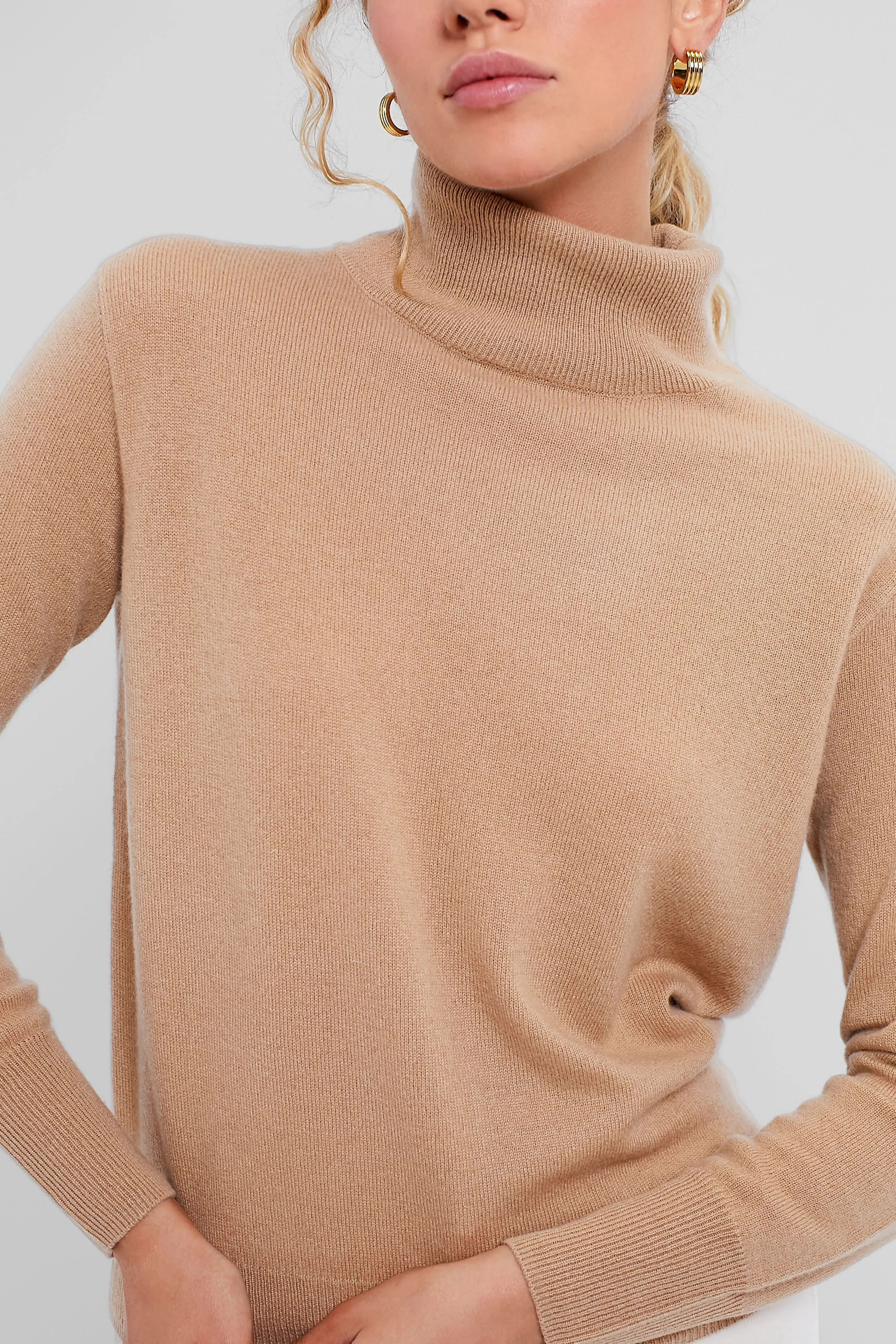 Camel Cashmere Turtleneck Sweater