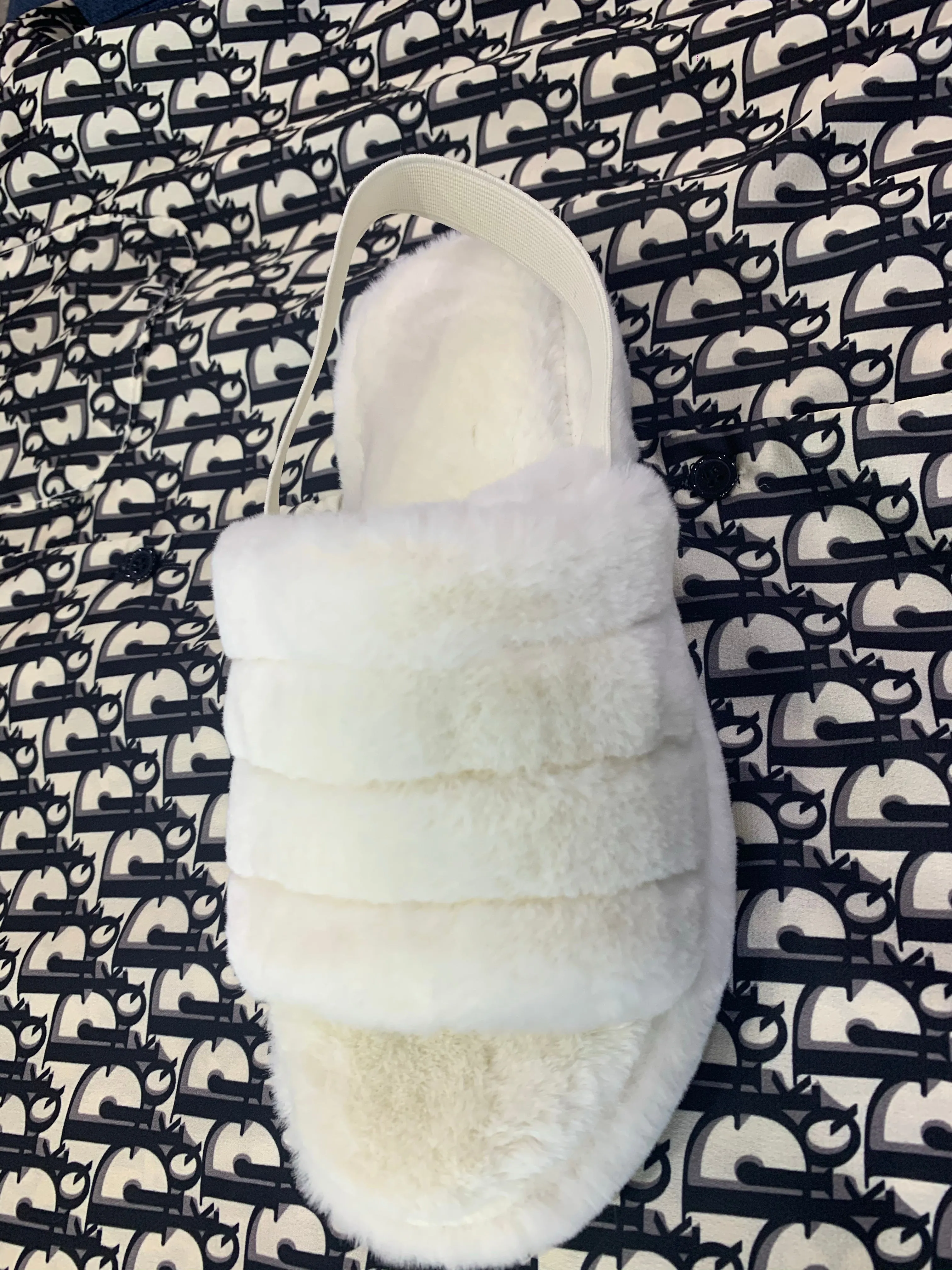 Chloe cosy furry back strap slippers