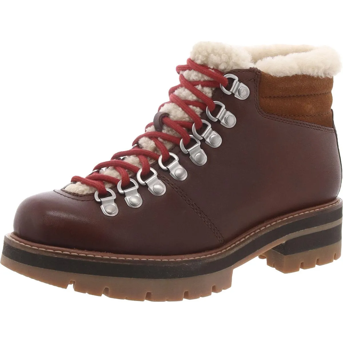 Clarks Womens Orianna Alpine Leather Faux Fur Hiking Boots