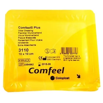 Coloplast 3110 Comfeel Plus Ulcer Dressing, 4" x 4" (10cm x 10cm)