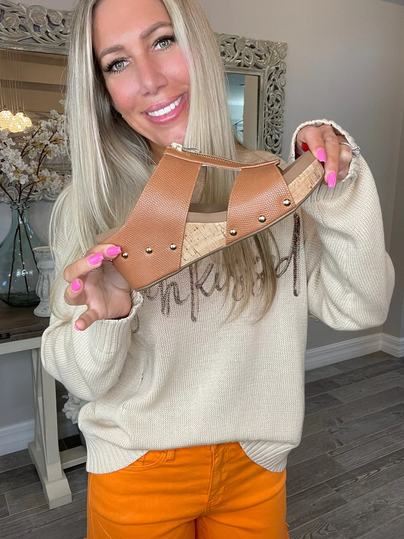 Corkys Cognac Taboo Wedge Sandals