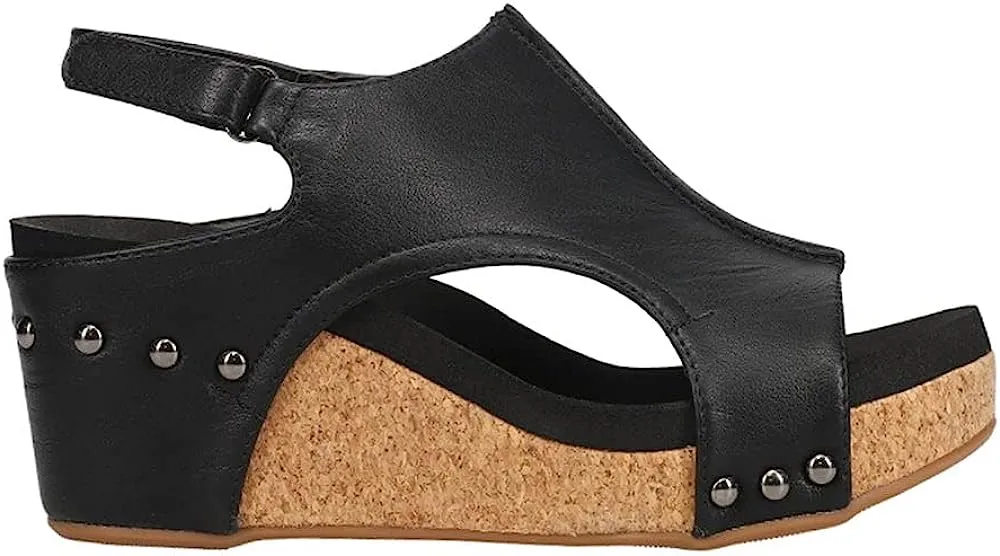 Corkys Smooth Black Carley Wedges