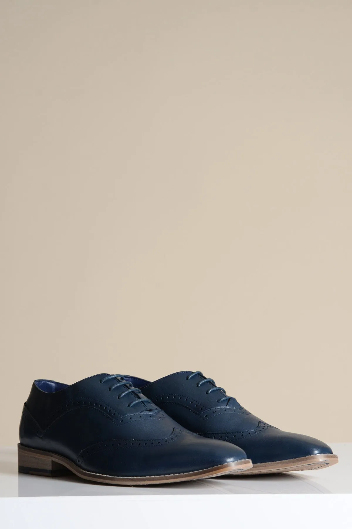 DAWSON - Navy Wingtip Oxford Brogue Shoe