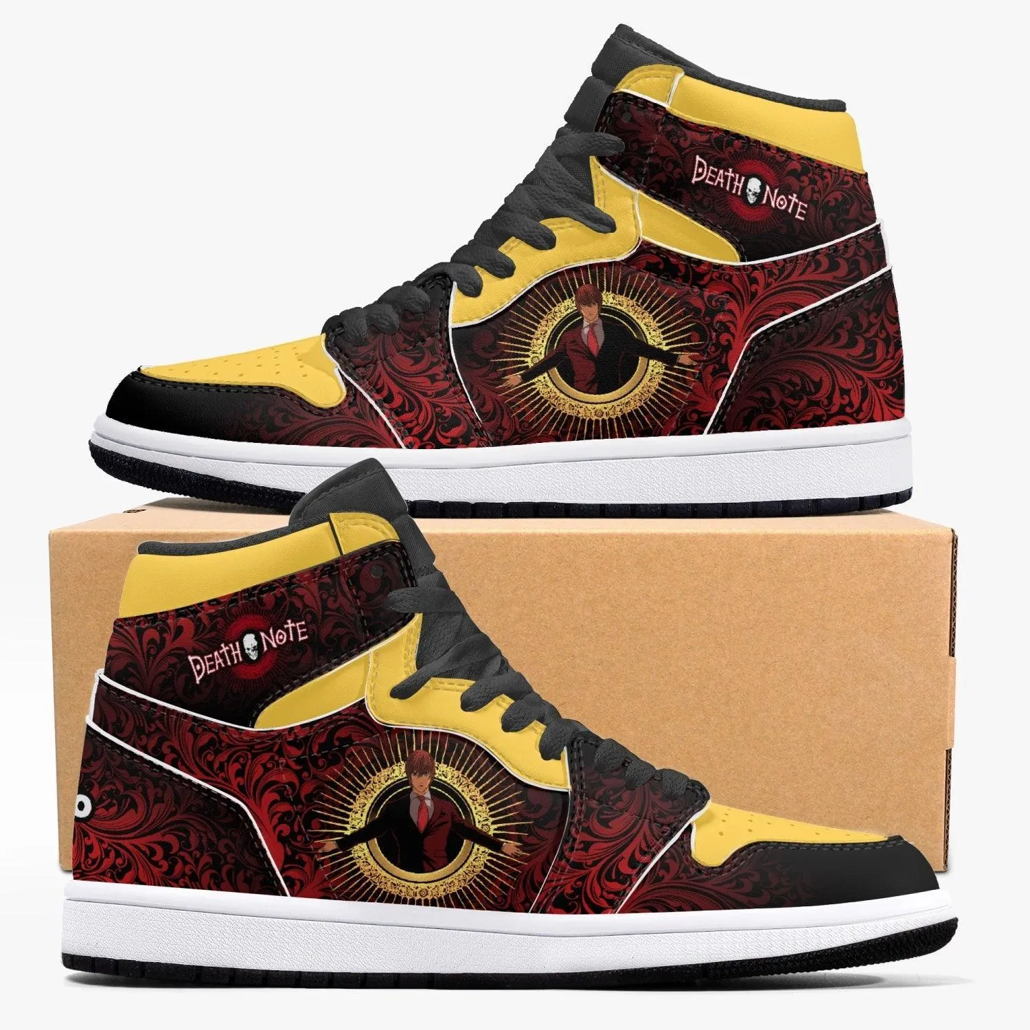 Death Note Light Yagami Red-Yellow JD1 Mid Anime Shoes