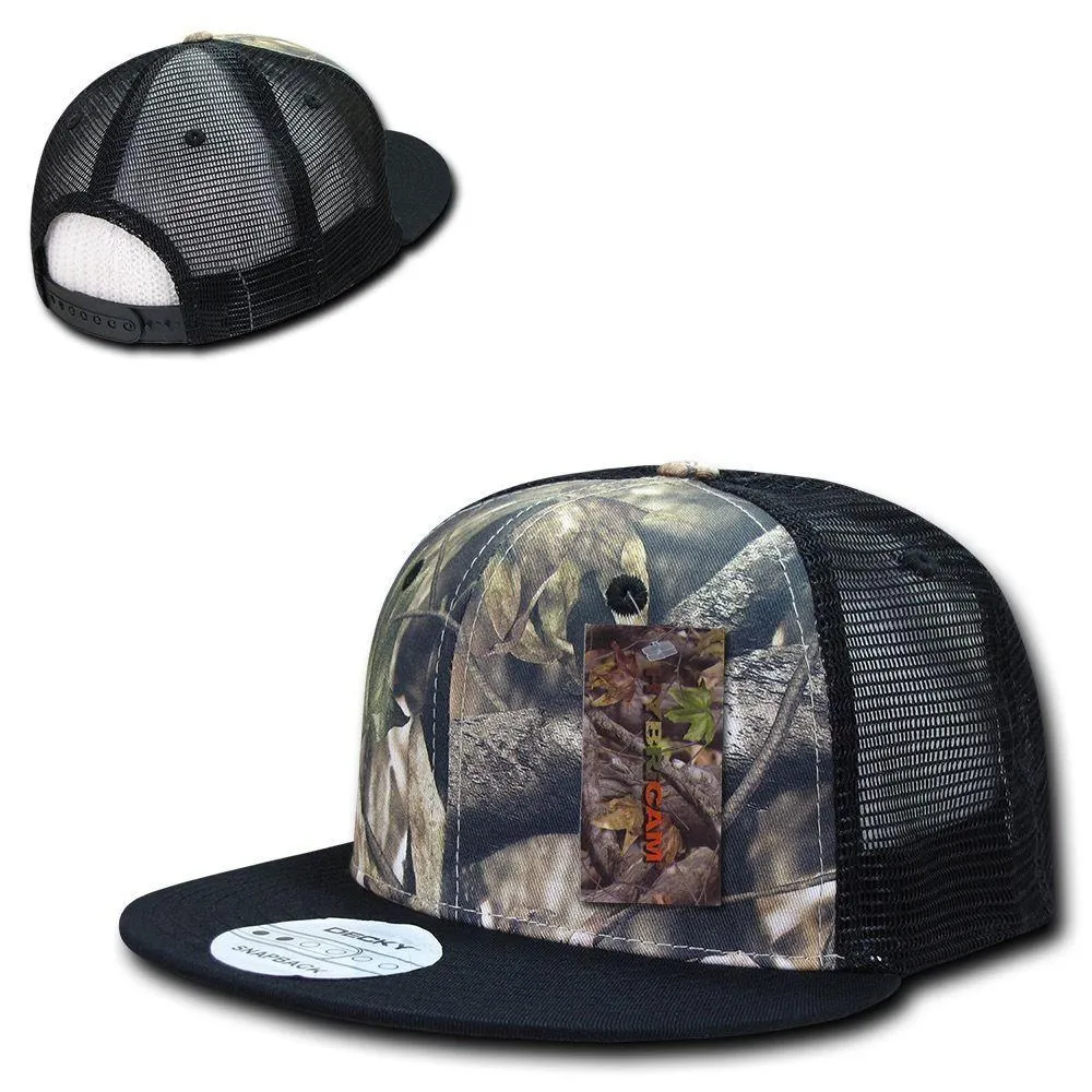 Decky Camouflage Hybricam Trucker 6 Panel Baseball Flat Bill Caps Hats