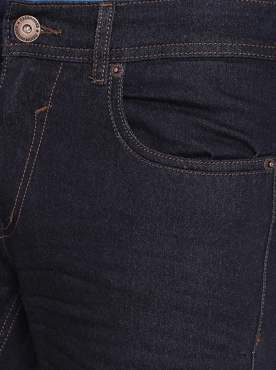 Denim Blue Solid Narrow Fit Jeans | Greenfibre