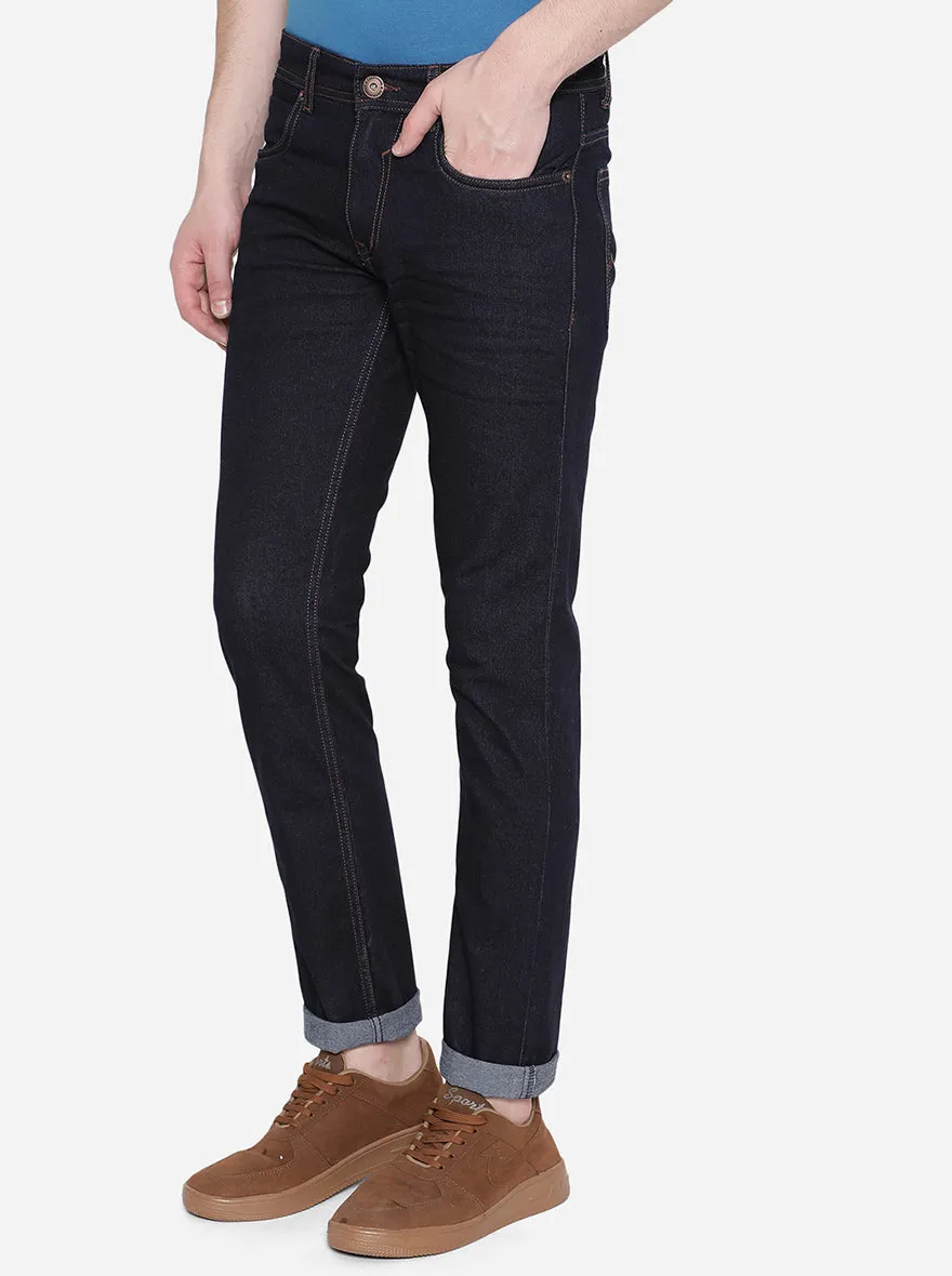 Denim Blue Solid Narrow Fit Jeans | Greenfibre