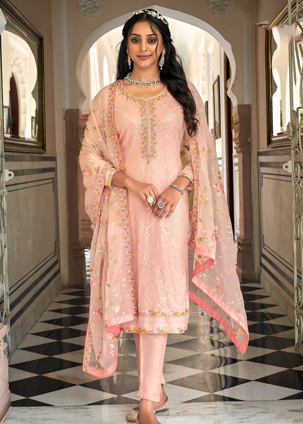 Designer Embroidered Barbie Pink Trendy Salwar Suit