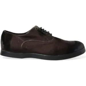 Dolce & Gabbana Elegant Brown Velvet Oxford Lace-up Shoes