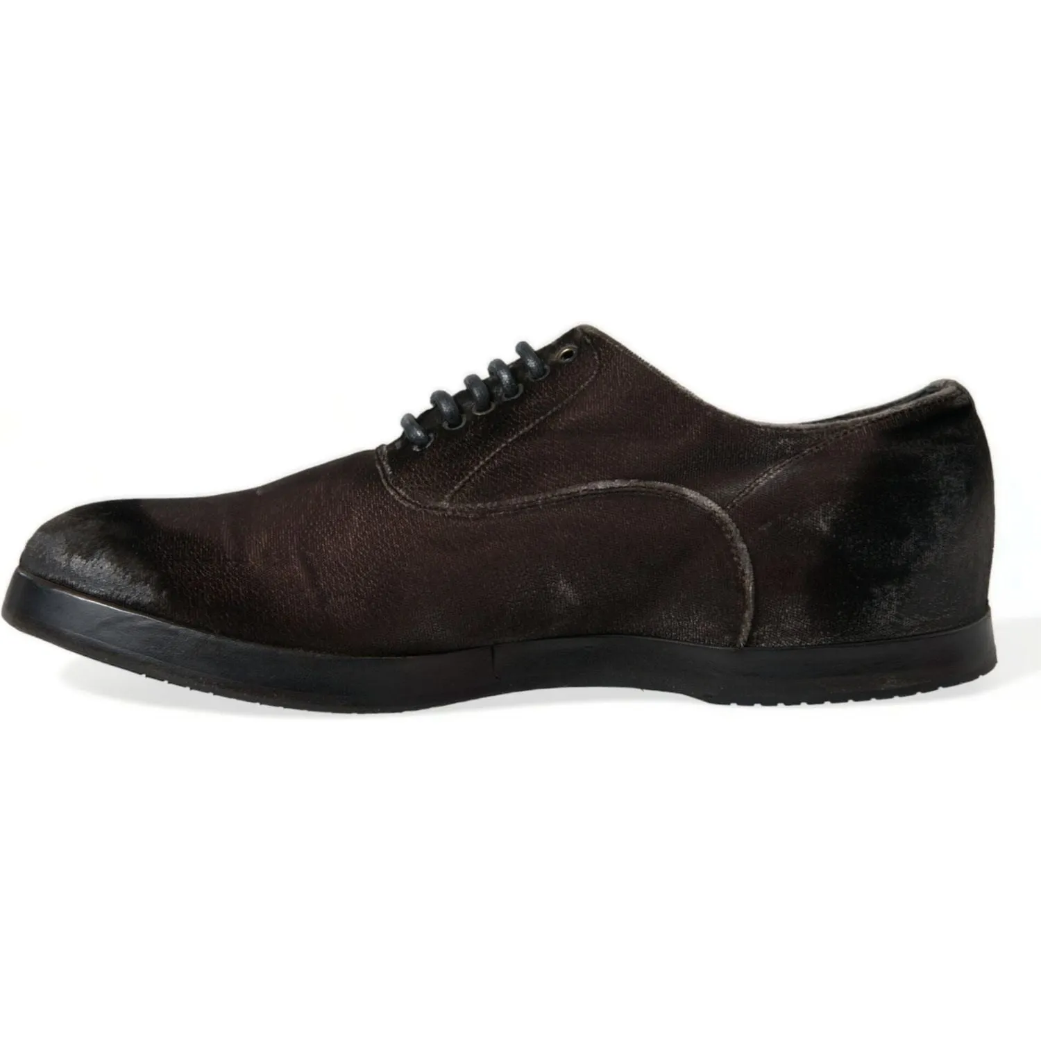 Dolce & Gabbana Elegant Brown Velvet Oxford Lace-up Shoes