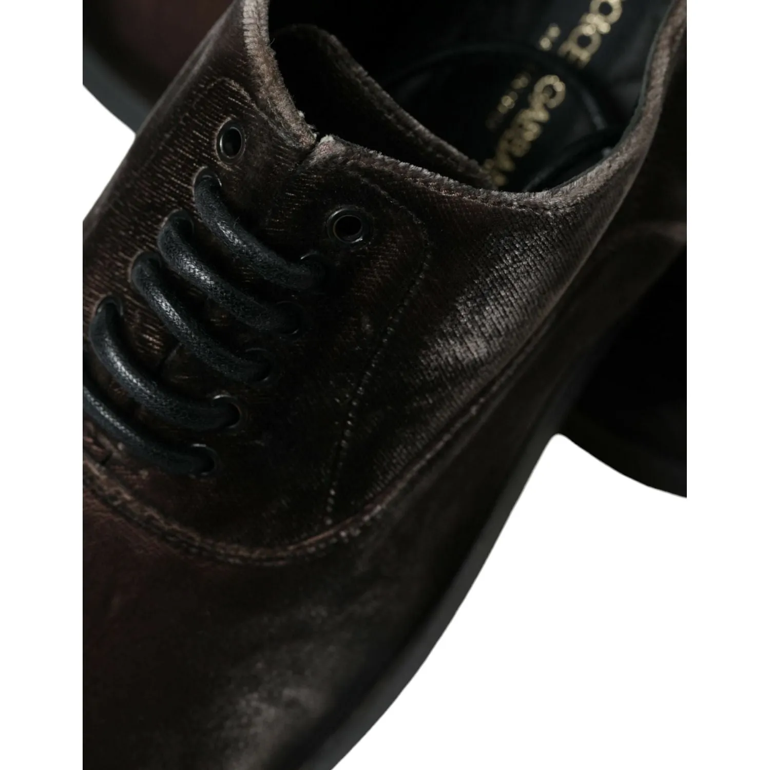 Dolce & Gabbana Elegant Brown Velvet Oxford Lace-up Shoes