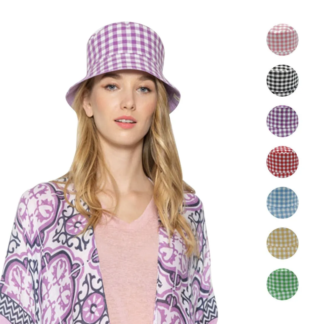 Empire Cove Checkered Tile Bucket Hat Reversible Fisherman Cap Women Men