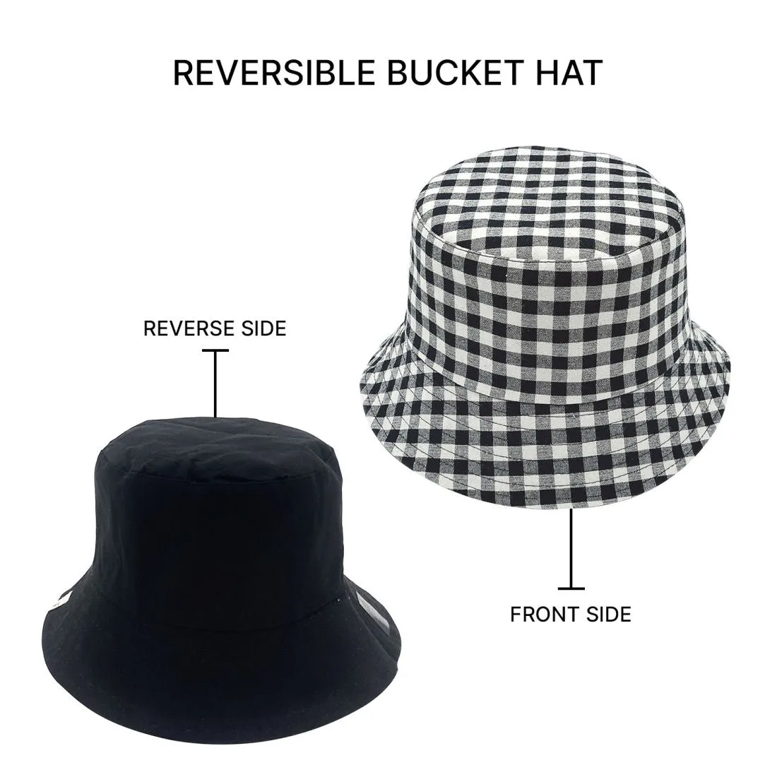 Empire Cove Checkered Tile Bucket Hat Reversible Fisherman Cap Women Men