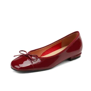 Fatma Burgundy Ballet Flats with Bow