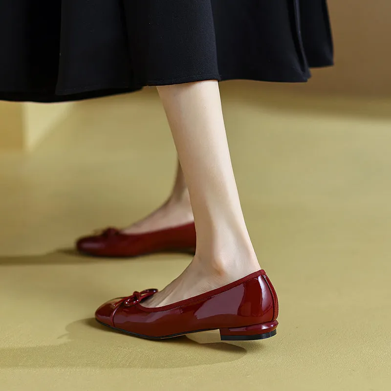 Fatma Burgundy Ballet Flats with Bow