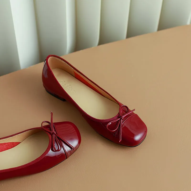 Fatma Burgundy Ballet Flats with Bow