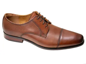 Florsheim 31439 Boy's Dress Shoe- Cap Toe Oxford- Smooth with Perforations- Cognac