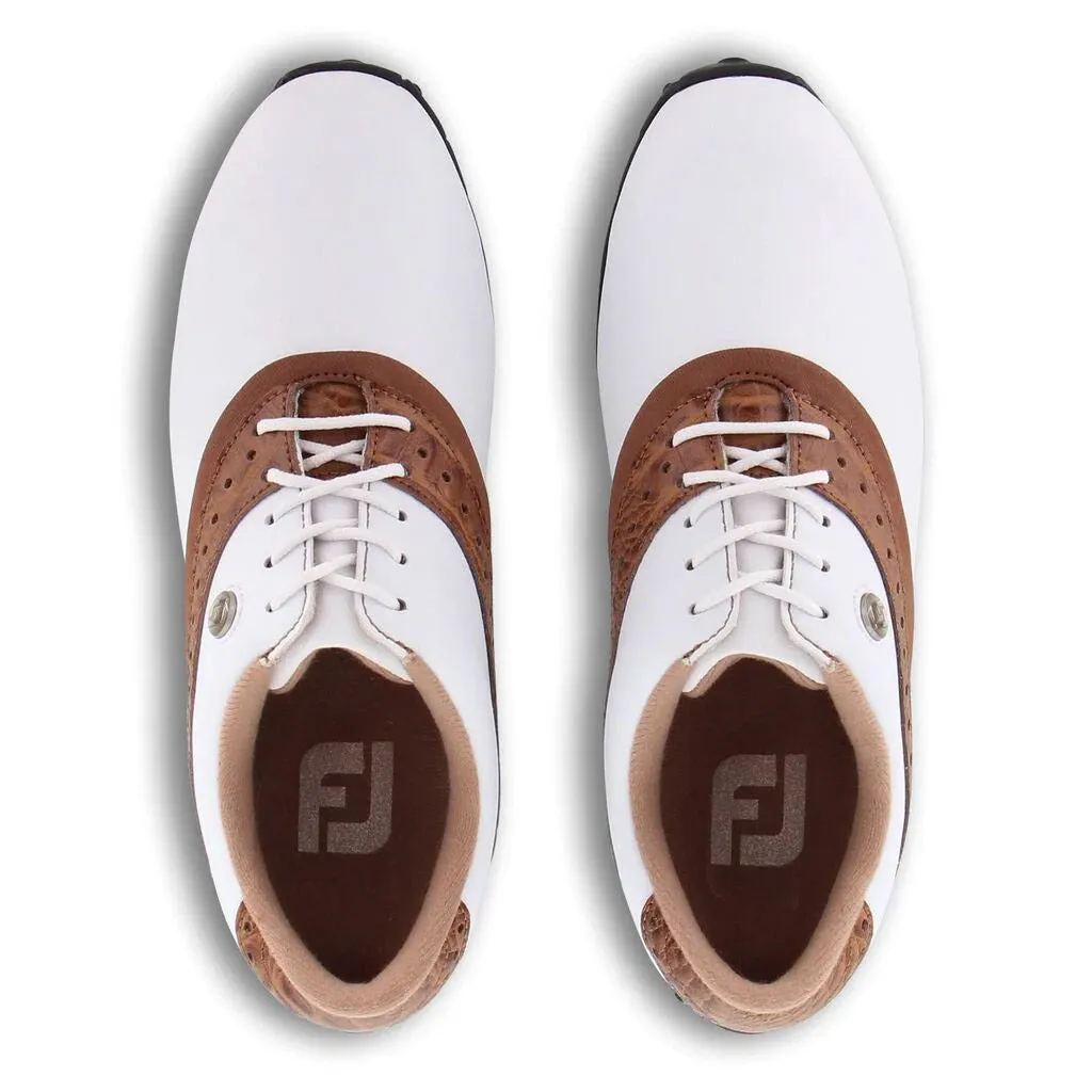 FootJoy LoPro Collection White Brown Womens Golf Shoes