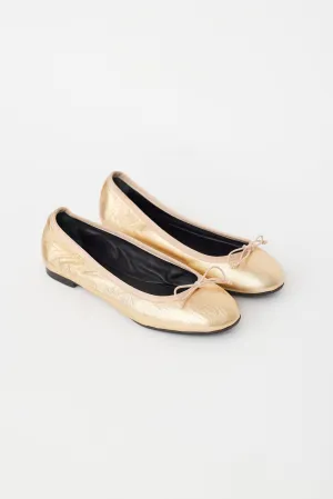 Gold Leather Ballet Flat