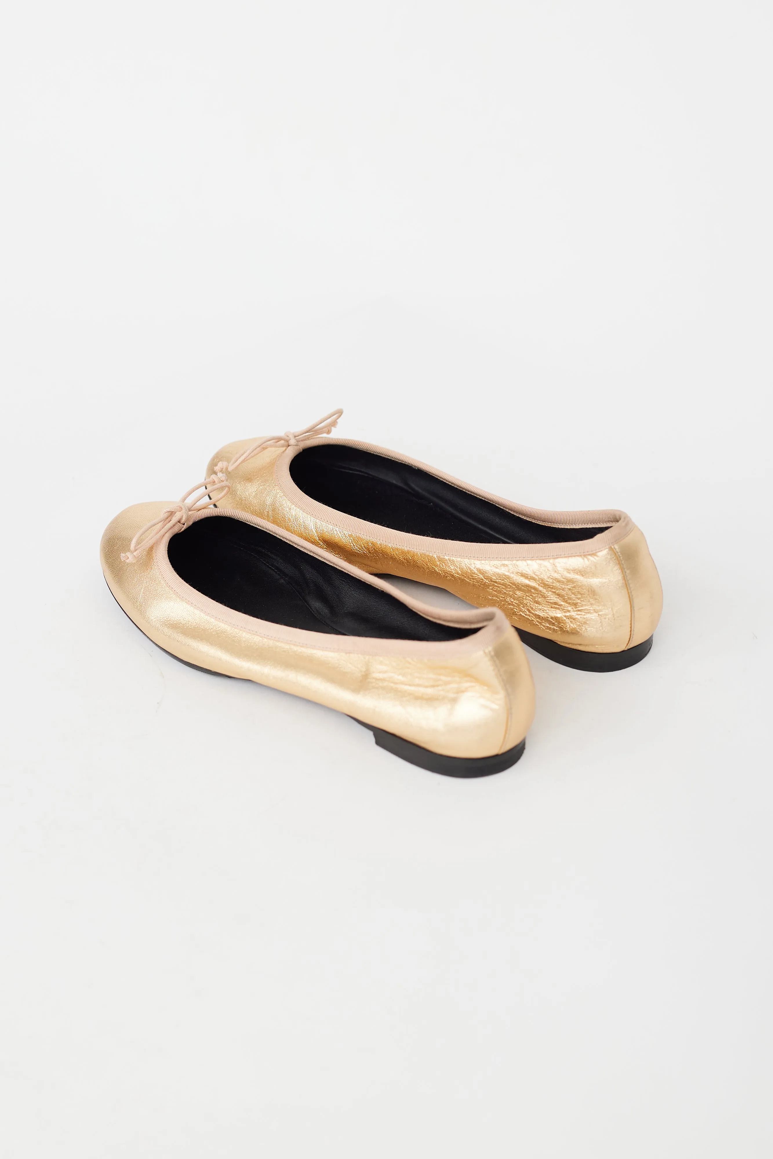 Gold Leather Ballet Flat