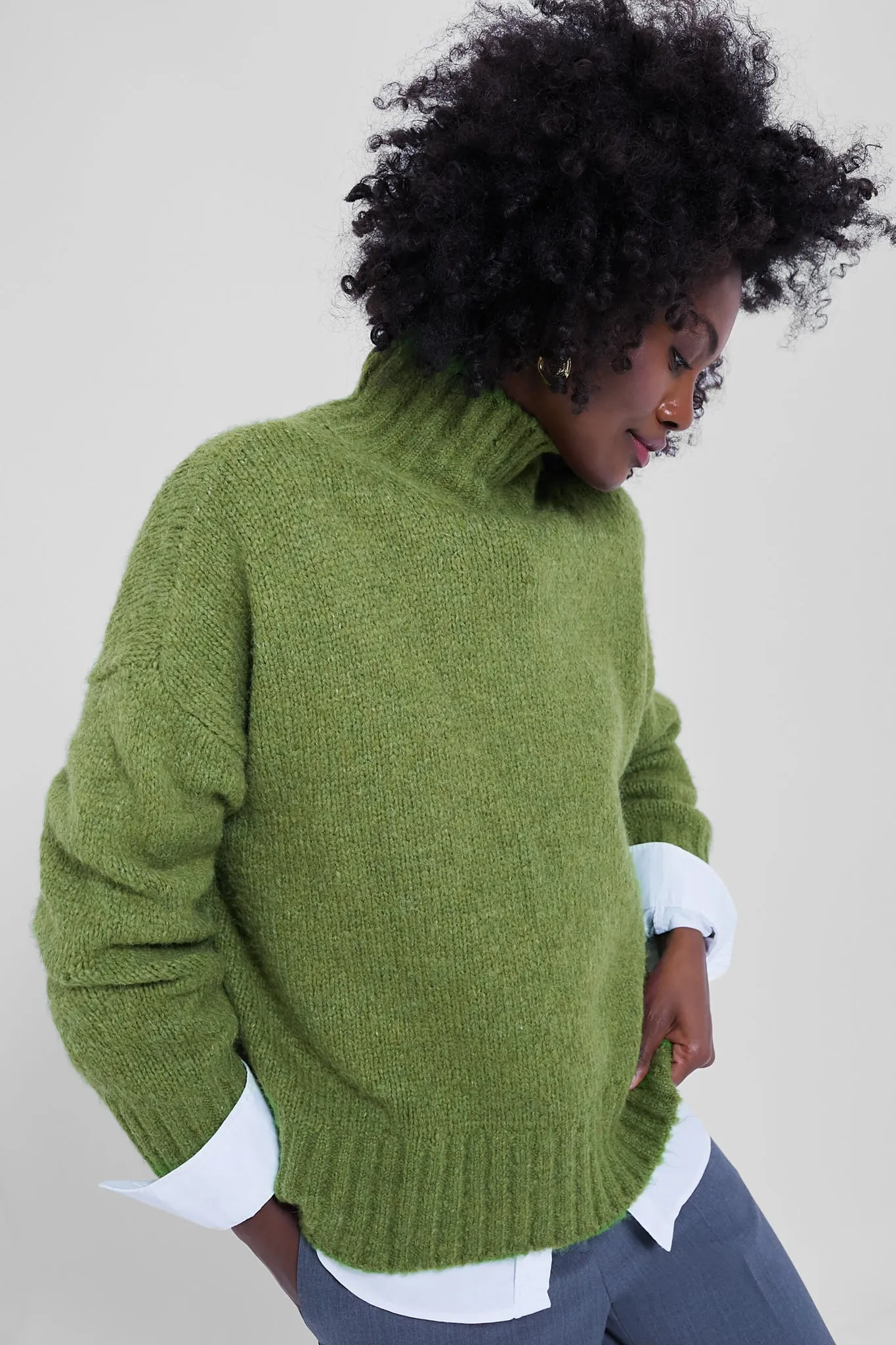 Green Boucle Hannah Turtleneck Sweater