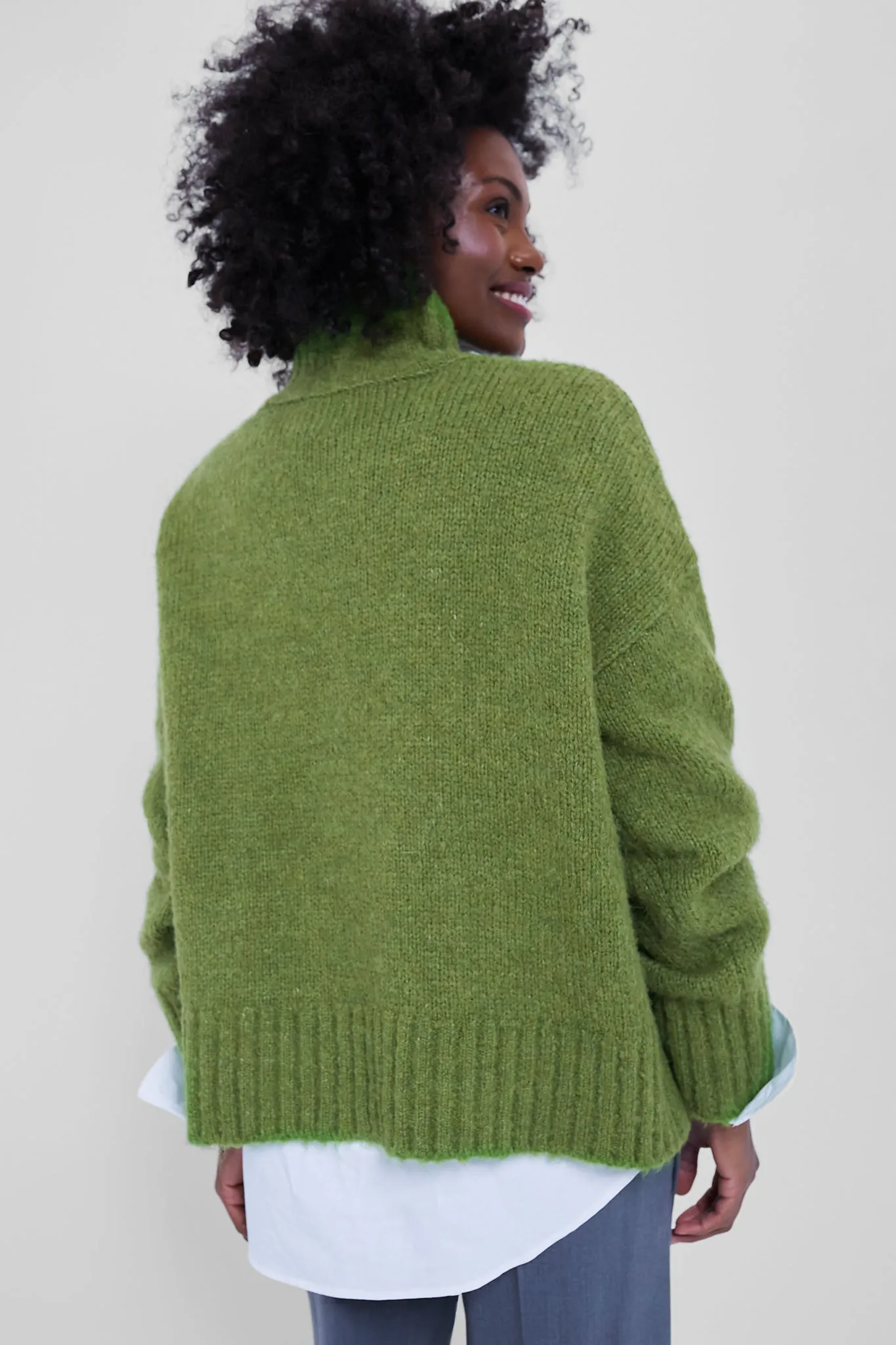 Green Boucle Hannah Turtleneck Sweater